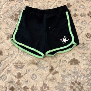Black and Green Star-Embellished Girl’s Shorts